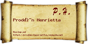 Prodán Henrietta névjegykártya